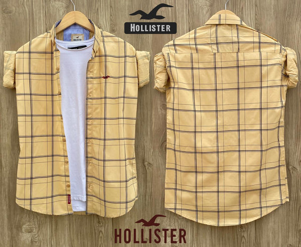 Classy Yellow Men Check Cotton Shirts