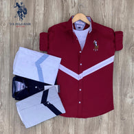 Maroon Men Cotton Shirts