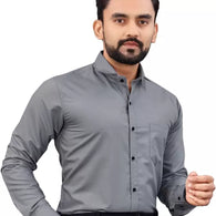 Grey Men Regular Fit Collar Formal Shirt