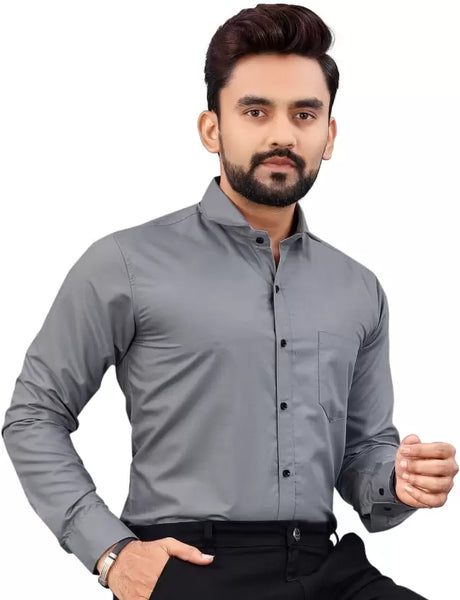 Grey Men Regular Fit Collar Formal Shirt