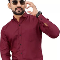 Men Maroon Regular Fit Collar Formal Shirt