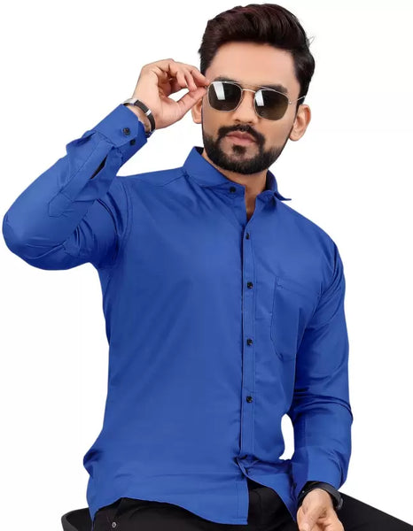 Men Blue Regular Fit Collar Formal Shirt