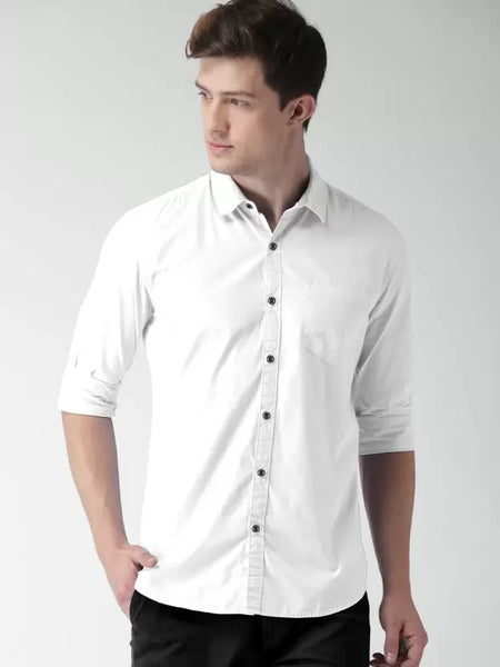 White Men Regular Fit Collar Formal Shirt