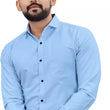 Men Regular Fit Blue Collar Formal Shirt