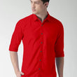 Men Regular Fit Red Collar Formal Shirt