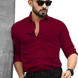 Men Maroon Regular Fit Solid Spread Collar Formal Shirt