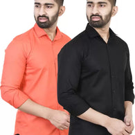 Men Regular Fit Solid Casual Shirt  (Pack of 2)