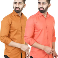 Pk 2 Men Regular Fit Solid Casual Shirt