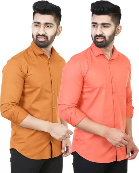 Pk 2 Men Regular Fit Solid Casual Shirt