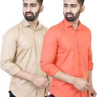 Set 2 Men Regular Fit Solid Casual Shirt