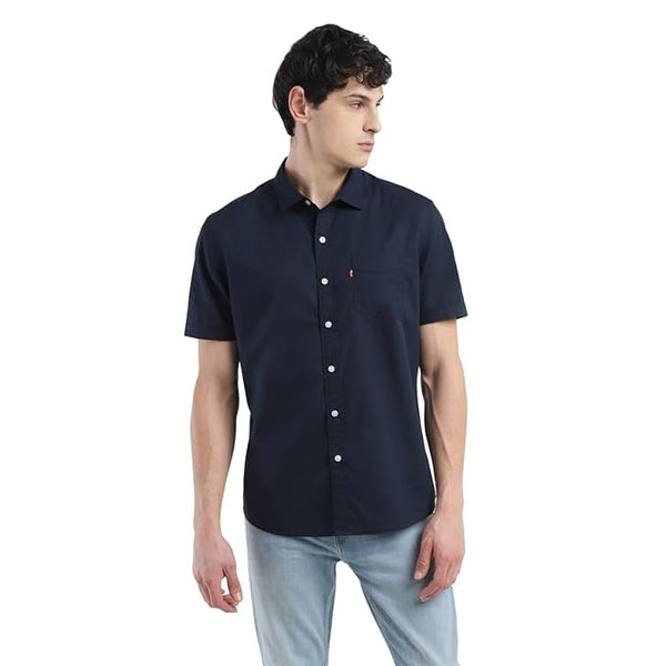 Navy Men's Slim Fit Solid Shirt