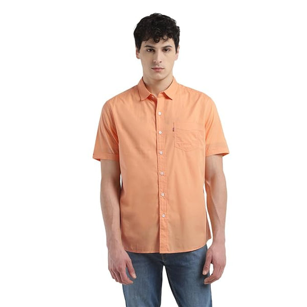 Peach Men's Slim Fit Solid Shirt