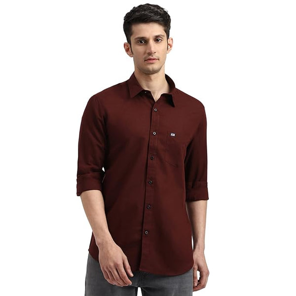 Classy Maroon Men  Slim Fit Shirt