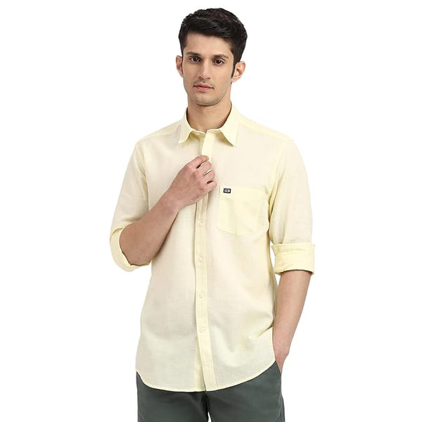 Yellow Men Slim Fit Shirt