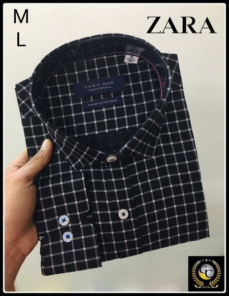 Classic Black Check Cotton Men Shirts