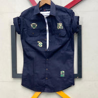 Navy Full Sleeves Cargo Shirts