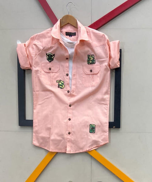 Pink Full Sleeves Cargo Shirts