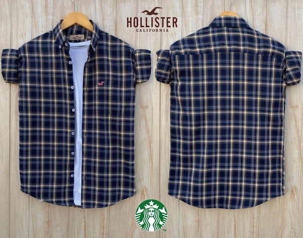 Navy Check Cotton Shirts