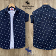 Navy Printed Cotton Shirts