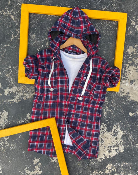 Multi Check Removable Hood Shirts