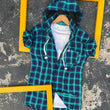 Removable Hood Multi Check Shirts