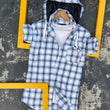 White Check Removable Hood Shirts