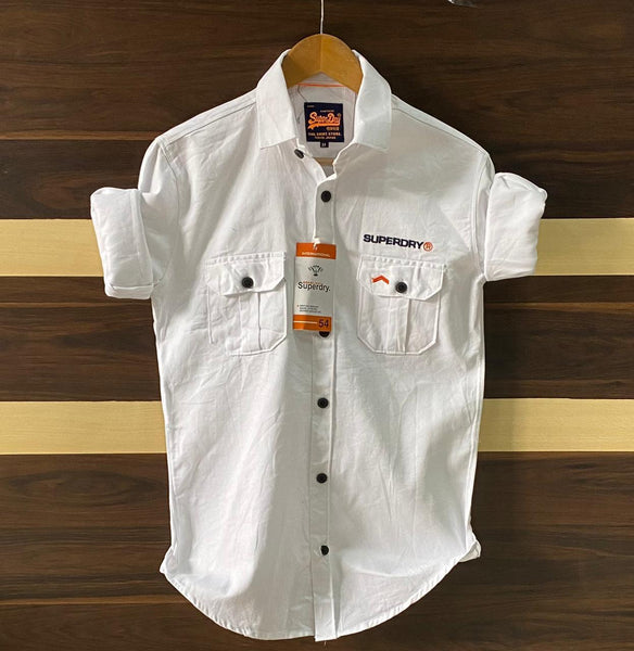 White Cotton Cargo Shirts