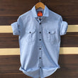 Blue Cotton Cargo Shirts