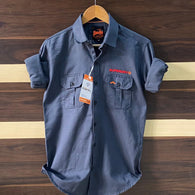 Navy Cotton Cargo Shirts