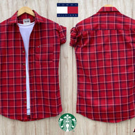 Maroon Cotton Check Full Sleeves Shirts