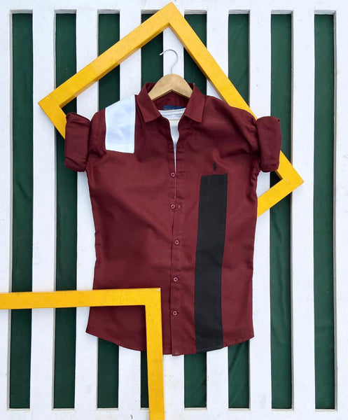 Designer Men Maroon Cotton Shirts