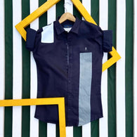 Designer Men Navy Cotton Shirts