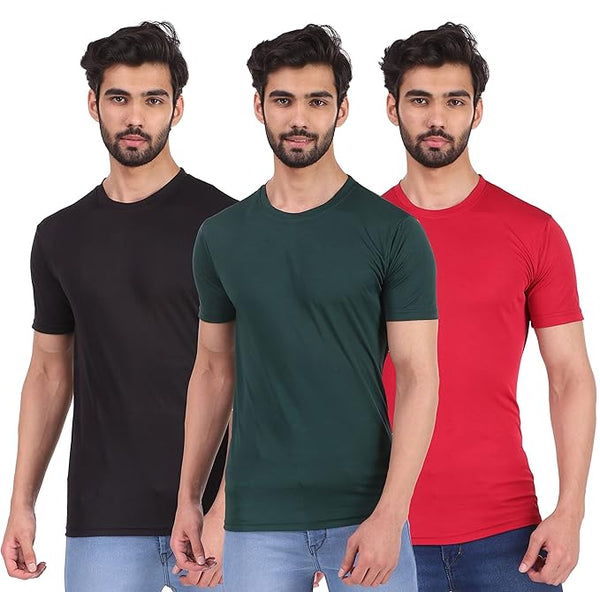 Pack Of 3 Men Round Neck Regular Fit T-Shirt