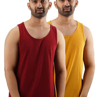 Pack of 2 Men Cotton Solid Gym Vest Sleeveless Tshirt