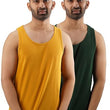 Elegant Set 2 Men Cotton Solid Gym Vest Sleeveless Tshirt