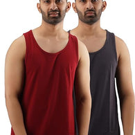 Trendy Men Cotton Solid Gym Vest Sleeveless Tshirt Pk 2