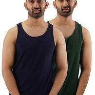 Classy Men Cotton Solid Gym Vest Sleeveless Tshirt Pk 2