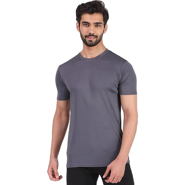 Grey Men Round Neck Sports Tshirt