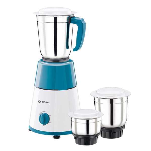 Bajaj GX15 500 Mixer Grinder (3 Jars, White, Blue)