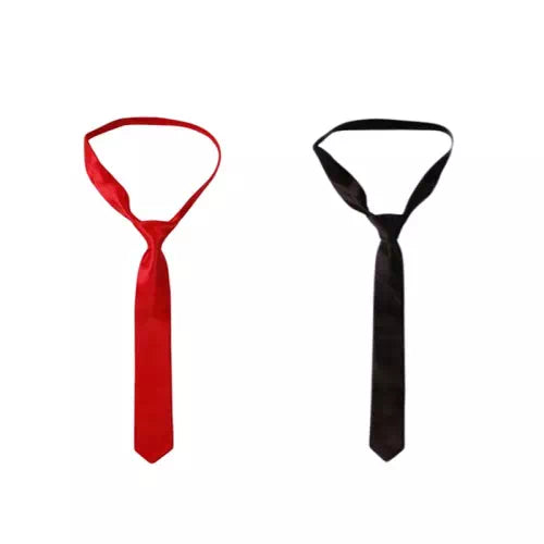 Smart Black and Red Slim Tie Combo with Freebie Tie Pin