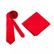 Solid Postbox Red Premium Microfiber Slim Tie With Matching Pocket Square