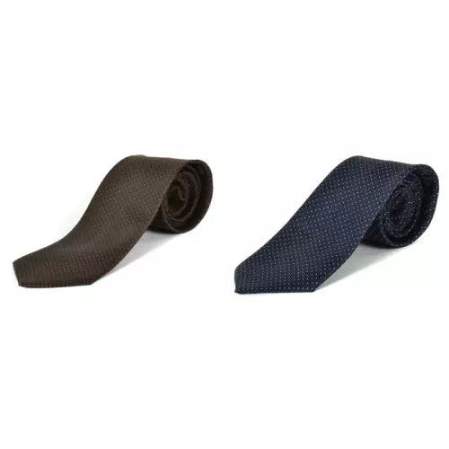 Black Micro Fiber Polka Dots Broad Necktie - Combo of 2