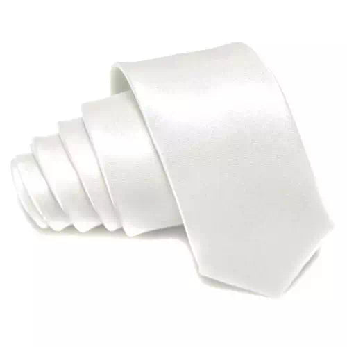 Tie White Satin Skinny Tie