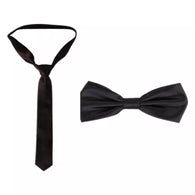 Black Satin Regular Tie And Bow