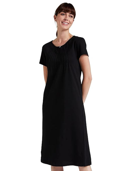 Black Women's Cotton Knee Length Night Gown-XXL