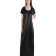 Black Women's Premium Satin Half Sleeve Nighty-M