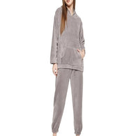 Grey Women Winter Full Sleeve Regular Fit Night Suit