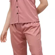 Women Pink Solid Shirt & Pyjama set -XL