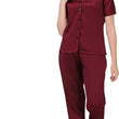 Women Maroon Solid Shirt & Pyjama set -S