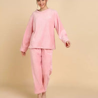 Women Pink Solid Shirt & Pyjama set  -S